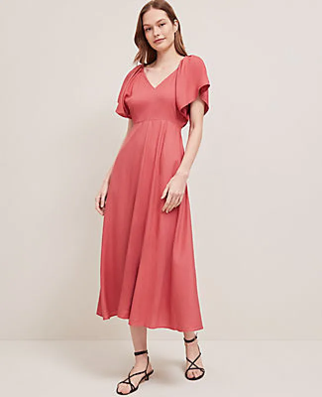 Ann Taylor Petite Linen Blend Flutter Flare Dress sold by Ann Taylor