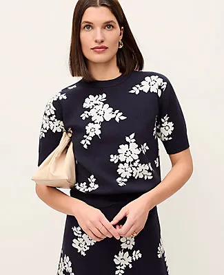 Ann Taylor Petite Floral Jacquard Sweater Tee sold by Ann Taylor product image thumbnail 3