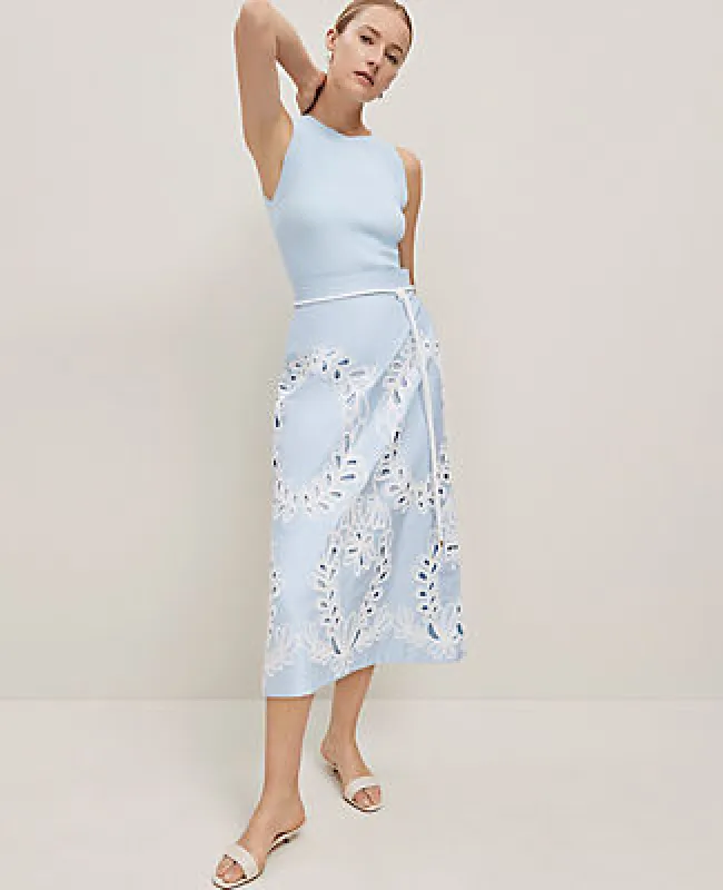Ann Taylor Embroidered Tea Length Skirt sold by Ann Taylor