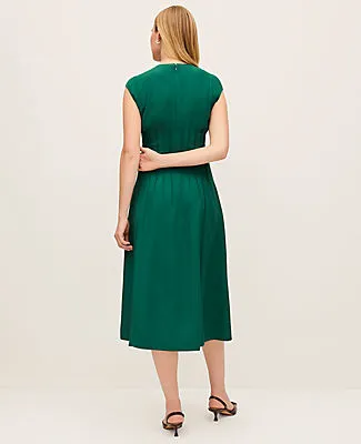 Ann Taylor Petite Pintuck Flare Midi Dress sold by Ann Taylor product image thumbnail 2