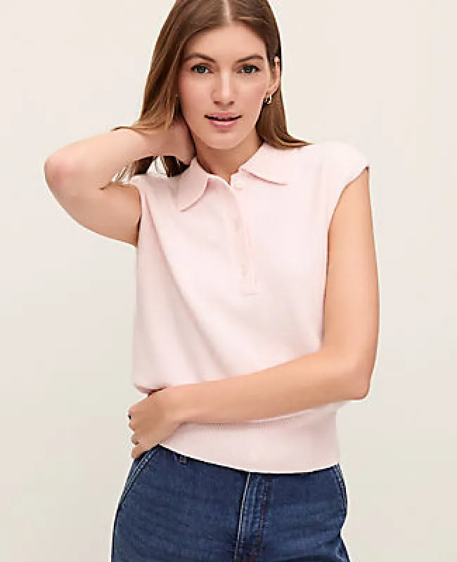 Ann Taylor Weekend Collection Collared Sweater Vest made by Ann Taylor