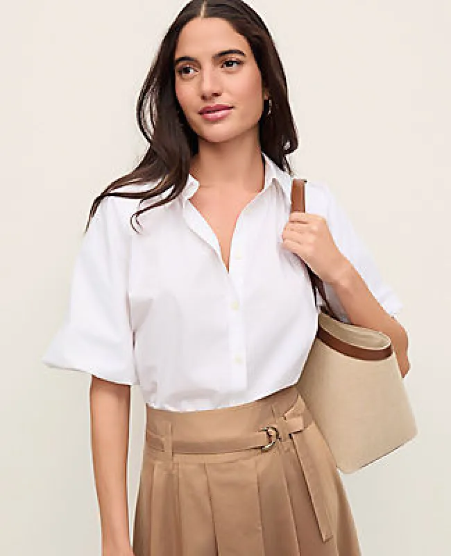 Ann Taylor Blouson Sleeve Button Down Shirt made by Ann Taylor