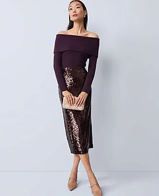 Ann Taylor Studio Collection Sequin Pencil Skirt sold by Ann Taylor product image thumbnail 4