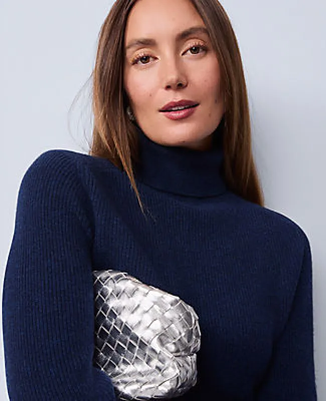 Ann Taylor Studio Collection Cashmere Ribbed Turtleneck Sweater sold by Ann Taylor