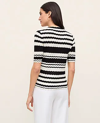 Ann Taylor Petite Striped Pointelle Sweater Tee sold by Ann Taylor product image thumbnail 2