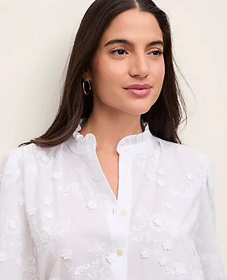 Ann Taylor Embroidered Ruffle Collar Shirt sold by Ann Taylor product image thumbnail 3