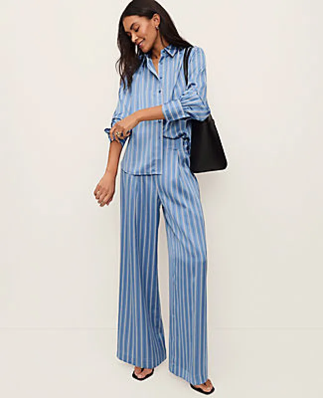 Ann Taylor The Petite Pleated Satin Wide-Leg Pant sold by Ann Taylor