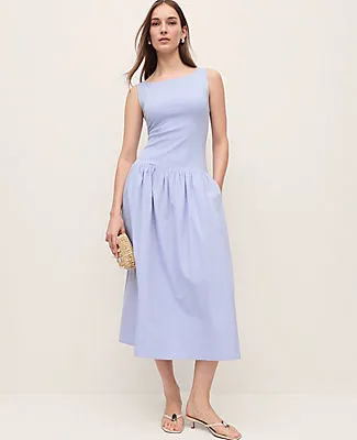 Ann Taylor Mixed Media Boatneck Midi Dress sold by Ann Taylor