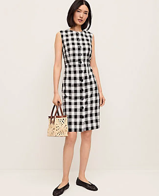 Ann Taylor Gingham Column Midi Dress sold by Ann Taylor