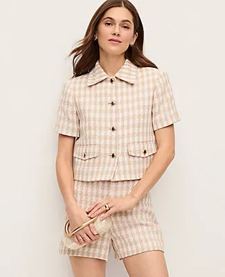 Ann Taylor Petite Houdstooth Tweed Jacket sold by Ann Taylor