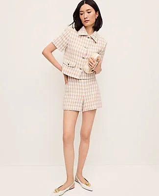 Ann Taylor The Petite Side-Zip Short in Houndstooth Tweed sold by Ann Taylor