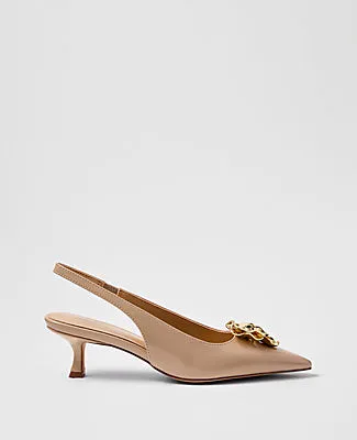 Ann Taylor Flower Patent Slingback Pump sold by Ann Taylor