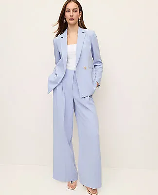 Ann Taylor The Pleated Wide-Leg Pant in Textured Crepe sold by Ann Taylor