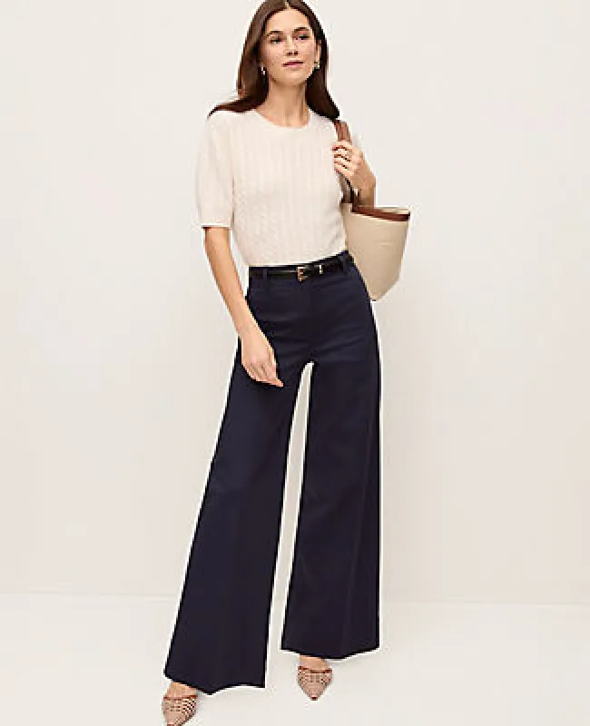 Ann Taylor The Petite Modern Wide Leg Pant in Cotton Blend made by Ann Taylor