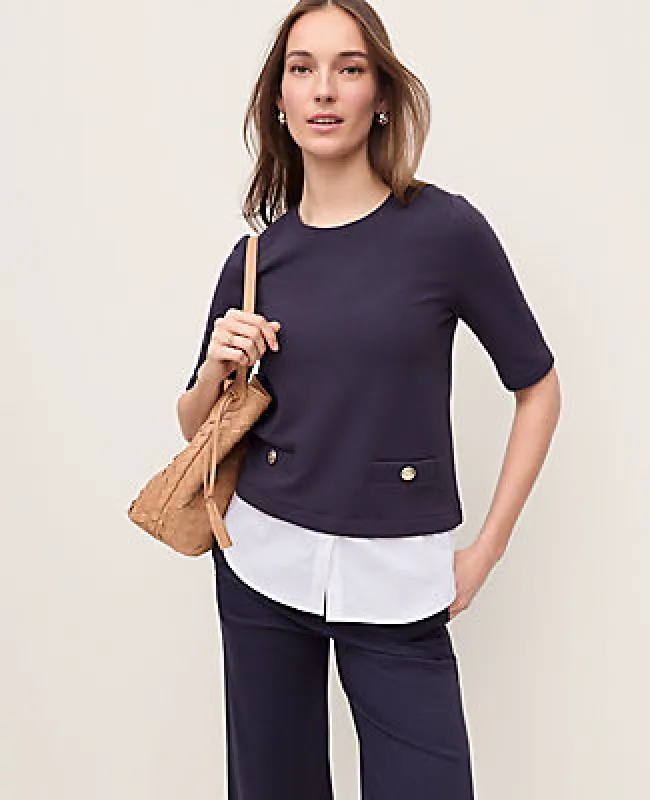Ann Taylor Petite Layered Mixed Media Top sold by Ann Taylor