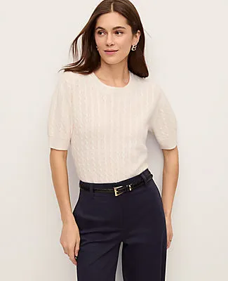 Ann Taylor Cashmere Mixed Pointelle Wedge Tee sold by Ann Taylor