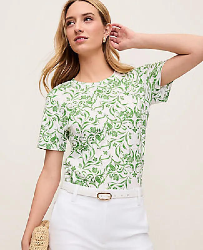 Ann Taylor Floral Crew Neck Tee sold by Ann Taylor