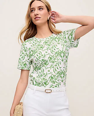 Ann Taylor Floral Crew Neck Tee sold by Ann Taylor