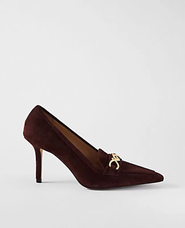 Ann Taylor Chain Pointy Toe Suede Pump sold by Ann Taylor