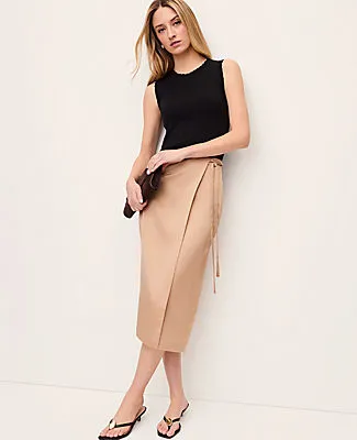 Ann Taylor Satin Wrap Midi Skirt sold by Ann Taylor