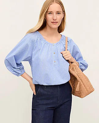 Ann Taylor Petite Striped Bubble Hem Top sold by Ann Taylor
