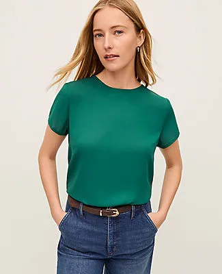 Ann Taylor Mixed Media Crew Neck Tee sold by Ann Taylor