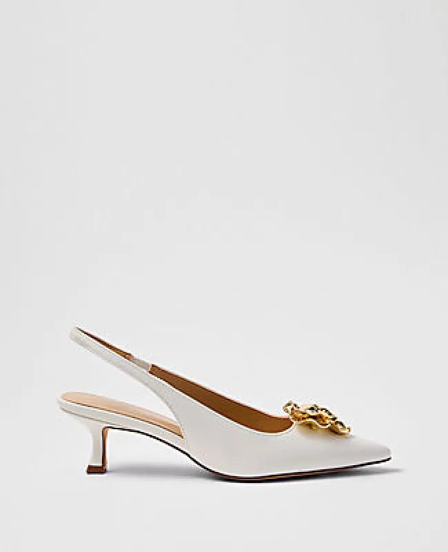 Ann Taylor Flower Patent Leather Slingback Pump sold by Ann Taylor