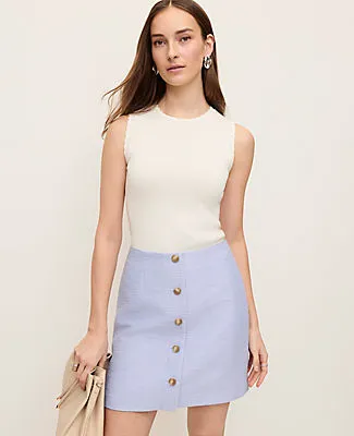 Ann Taylor Petite Tweed Button Front Skirt sold by Ann Taylor product image thumbnail 2