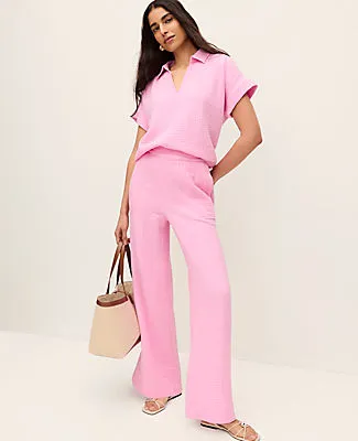 Ann Taylor The Pull-On Wide-Leg Pant in Triple Cloth sold by Ann Taylor