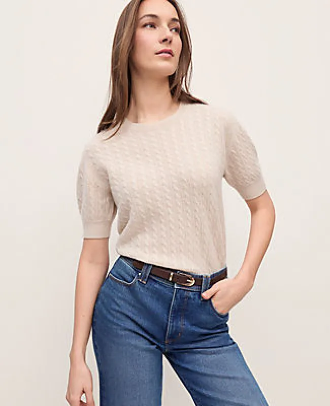 Ann Taylor Cashmere Mixed Pointelle Wedge Tee sold by Ann Taylor