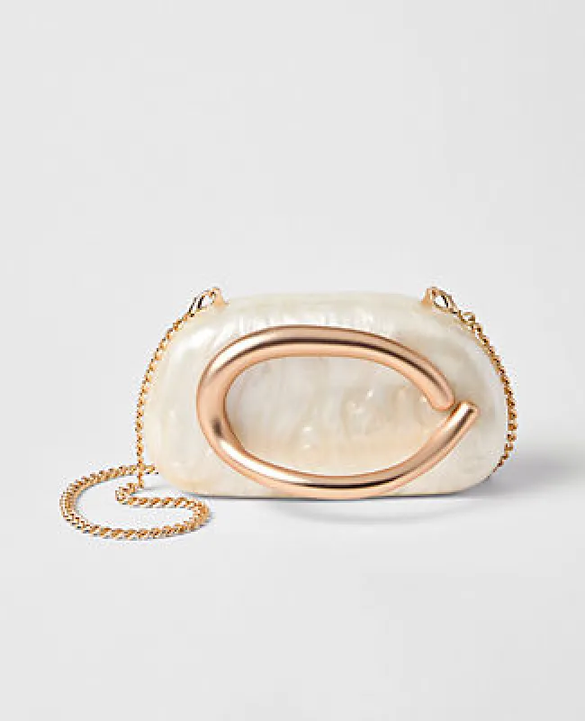 Ann Taylor Hardware Embellished Pearl Clutch made by Ann Taylor