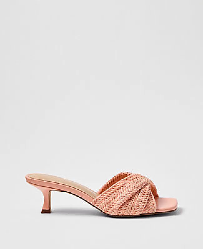 Ann Taylor Straw Kitten Heel Mule Sandal sold by Ann Taylor