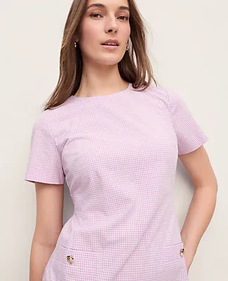 Ann Taylor Petite Gingham Button Pocket Shift Dress sold by Ann Taylor product image thumbnail 3