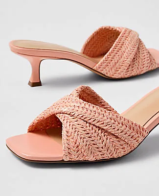 Ann Taylor Straw Kitten Heel Mule Sandal sold by Ann Taylor product image thumbnail 2