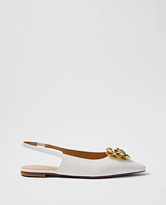 Ann Taylor Flower Leather Slingback Flat made by Ann Taylor