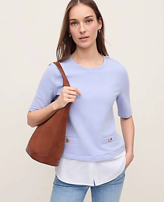 Ann Taylor Petite Layered Mixed Media Top sold by Ann Taylor