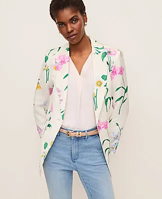 Ann Taylor The Long One Button Blazer in Floral Linen Blend sold by Ann Taylor