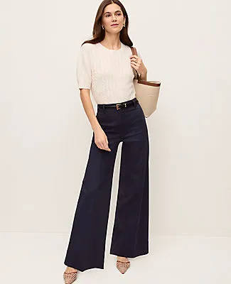 Ann Taylor The Modern Wide-Leg Pant in Cotton Blend sold by Ann Taylor