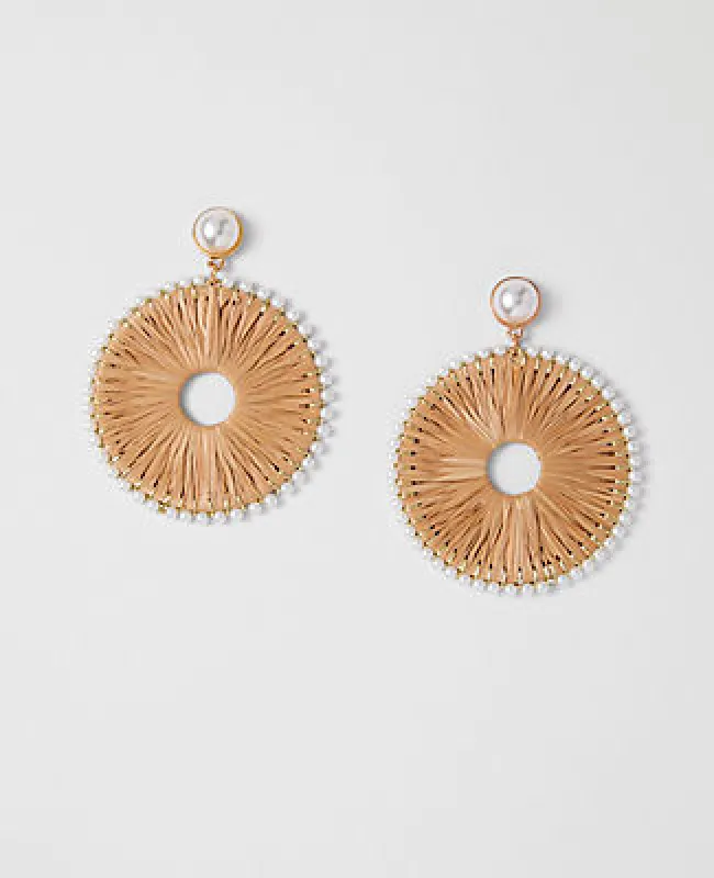 Ann Taylor Straw Pearl Embellished Drop Earrings made by Ann Taylor