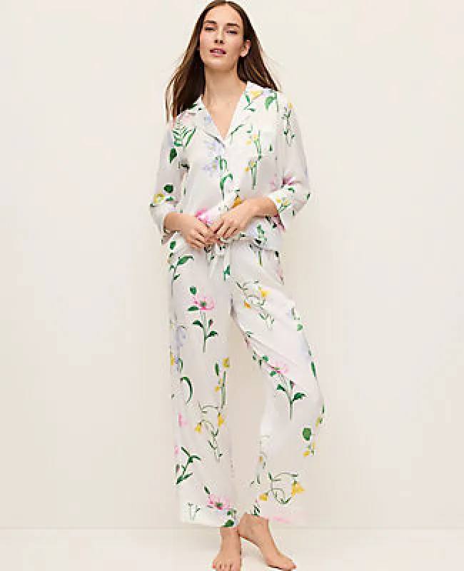Ann Taylor Floral Satin Pajama Set made by Ann Taylor