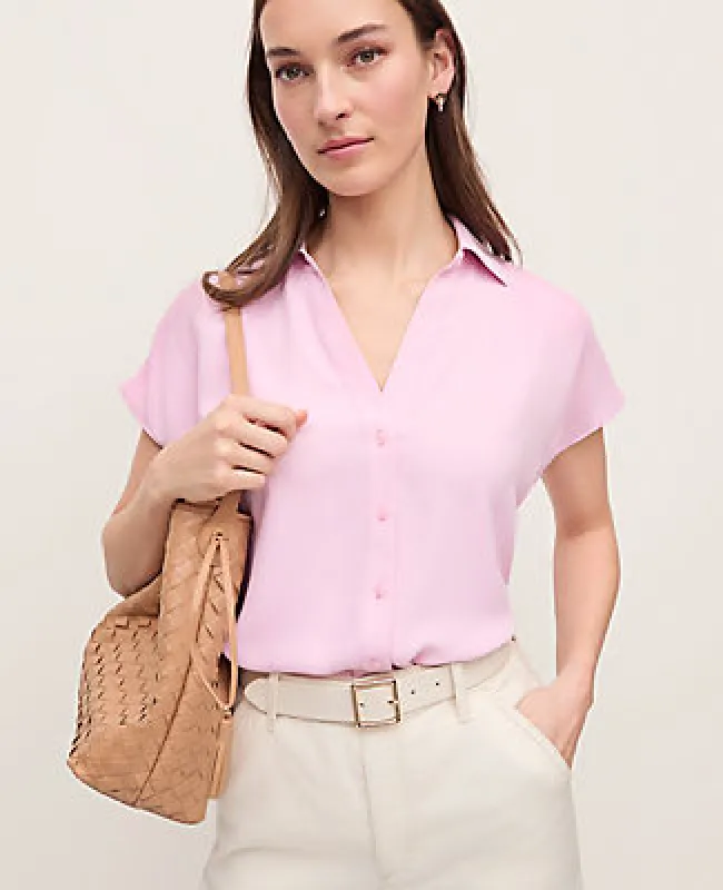 Ann Taylor Split Neck Blouse made by Ann Taylor