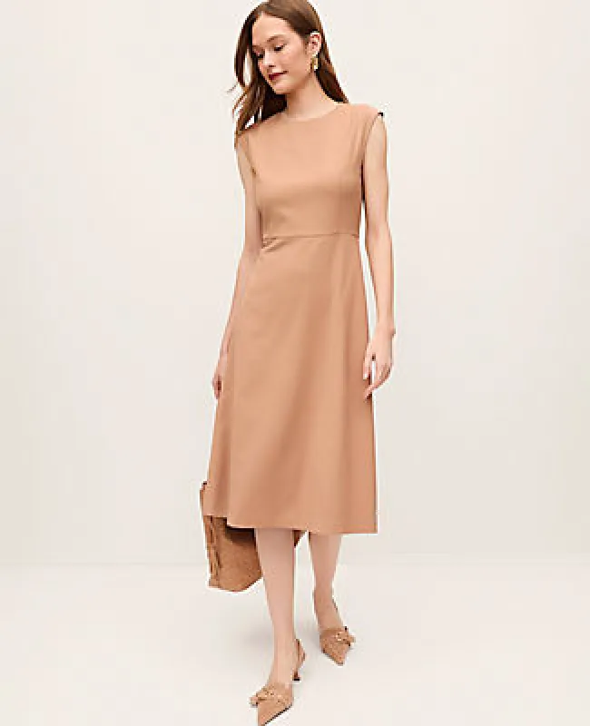 Ann Taylor The Petite Crew Neck Flare Midi Dress made by Ann Taylor