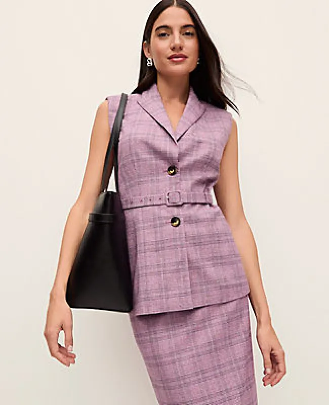 Ann Taylor Plaid Belted Vest made by Ann Taylor