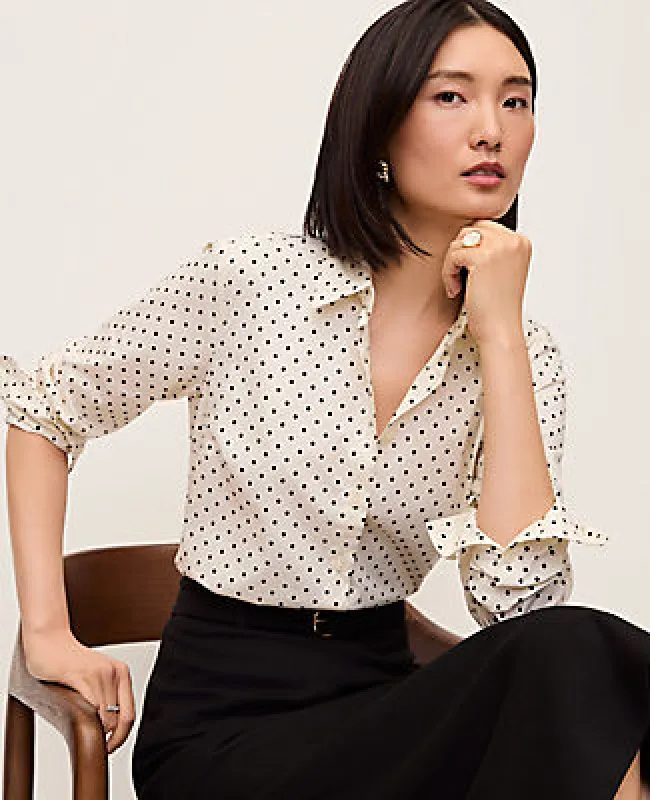 Ann Taylor Dotted Perfect Shirt made by Ann Taylor
