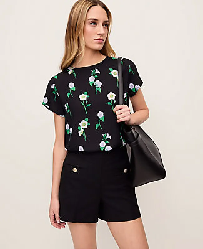 Ann Taylor Floral Mixed Media Crew Neck Tee sold by Ann Taylor