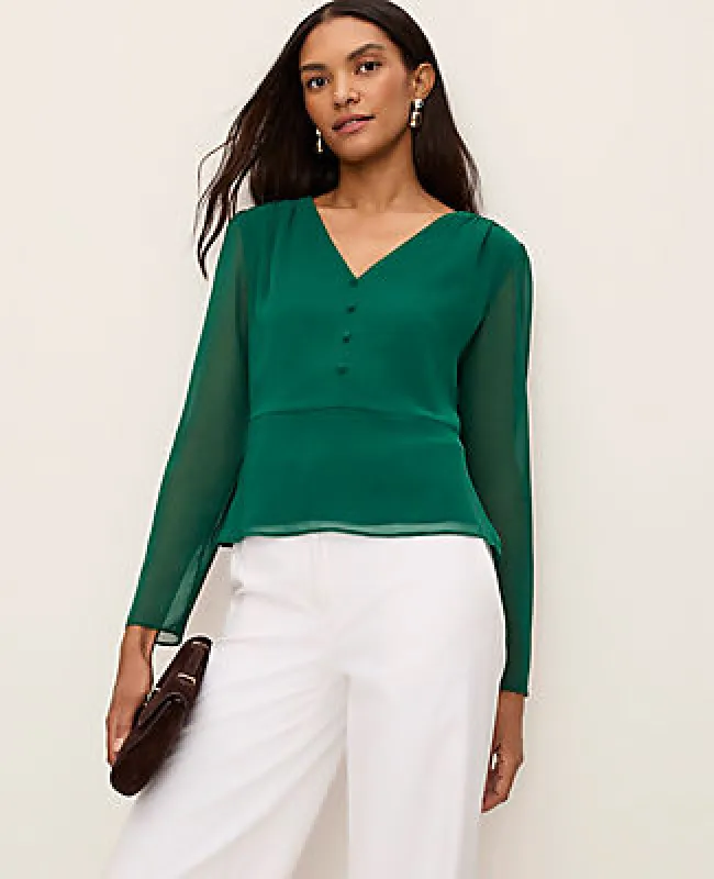 Ann Taylor V-Neck Peplum Blouse sold by Ann Taylor