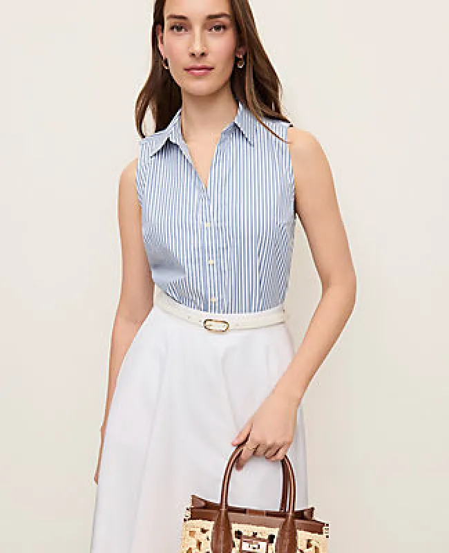 Ann Taylor Striped Sleeveless Essential Shirt sold by Ann Taylor
