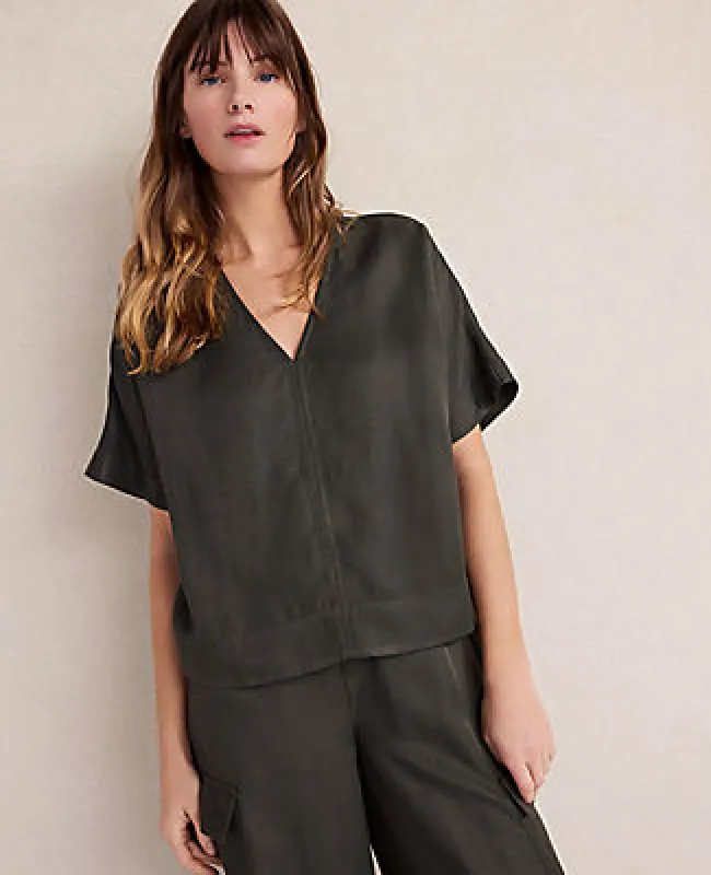 Ann Taylor Haven Well Within Viscose Linen V-Neck Top made by Ann Taylor