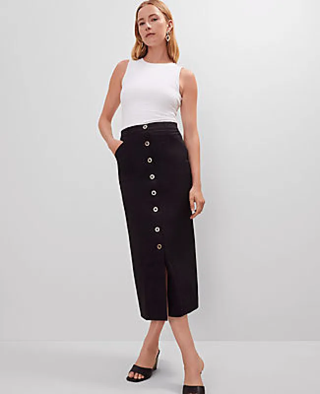 Ann Taylor Petite Button Front Pencil Skirt sold by Ann Taylor