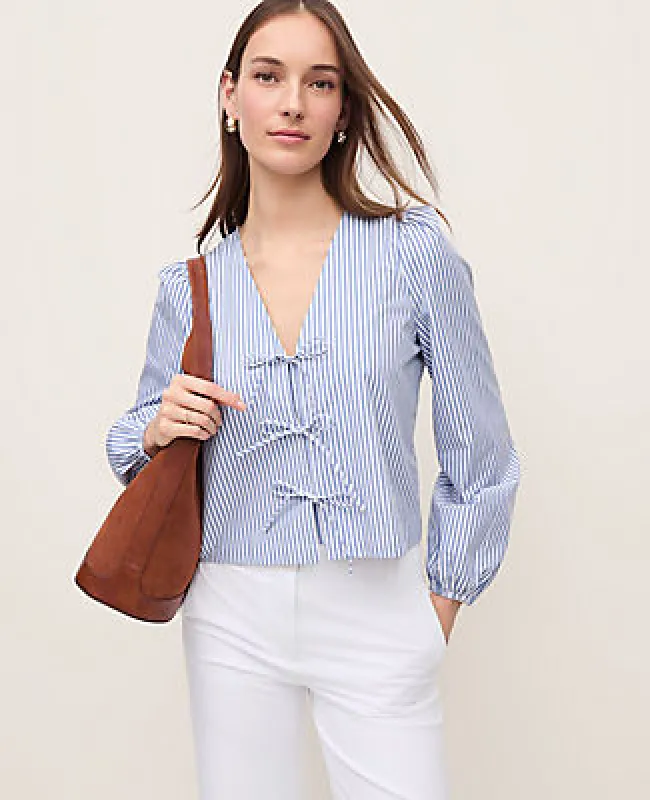Ann Taylor Striped Tie Front Blouse made by Ann Taylor